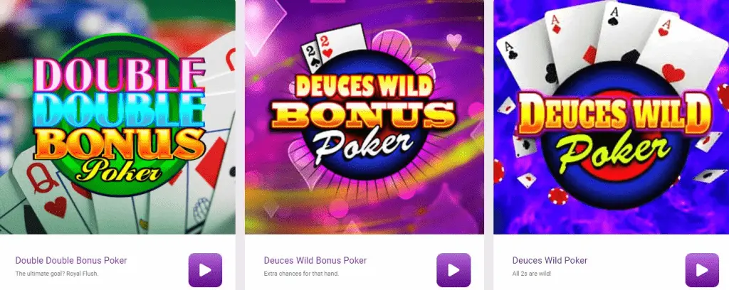 Poker Games in Play Jackpot City Casino like Double Double Bonus Poker, Deuces Wild Poker, Deuces Wild Poker