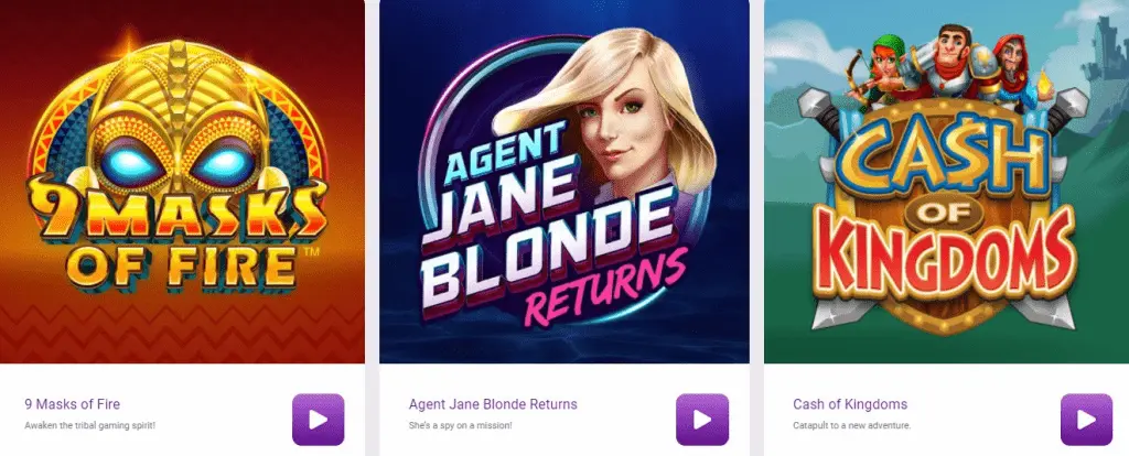 Online Slots in Jackpot City Casino like 9 Masks of Fire, Agent Jane Blonde Returns, Cash of Kingdoms